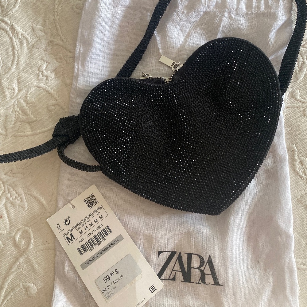 SOLD Zara sparkle black heart purse